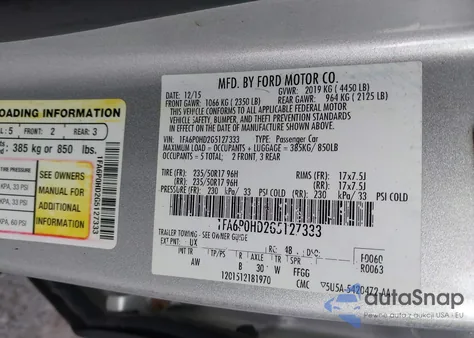 2016 Ford Fusion Se from USA, damaged, VIN 1FA6P0HD2G5127333